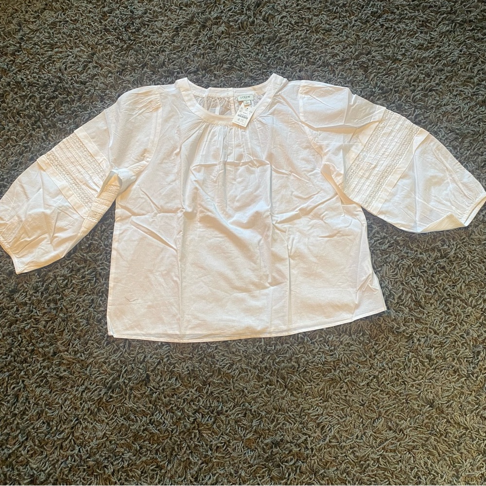 JCrew crisp white cotton puff sleeve blouse